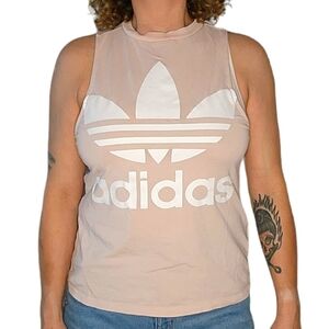 Adidas Size Small Pink Tank Top White Print